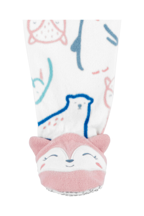 Pijama una pieza de micropolar, con pie, diseño animales. Talles 12-24M Pijama una pieza de micropolar, con pie, diseño animales. Talles 12-24M