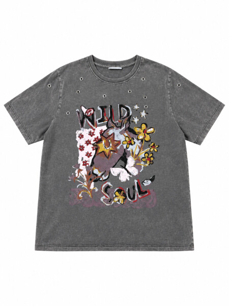 REMERA BELLAS GRIS OSCURO