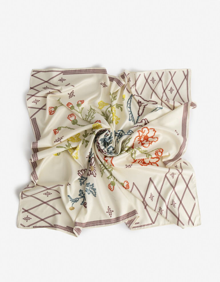 Pañuelos Raso Flores Pañuelo De Material Reciclado - Combinacion Multicolor