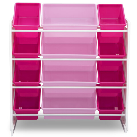 Organizador de 12 contenedores de plástico rosado, fucsia y blanco Organizador de 12 contenedores de plástico rosado, fucsia y blanco