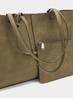 Bolso Shopper Grabado Animal Con Bolsa caqui