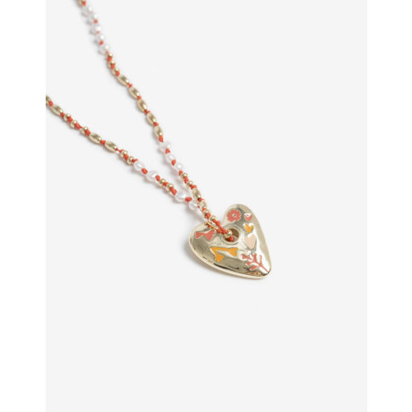 Collar Largo Beads Y Corazón Dorado