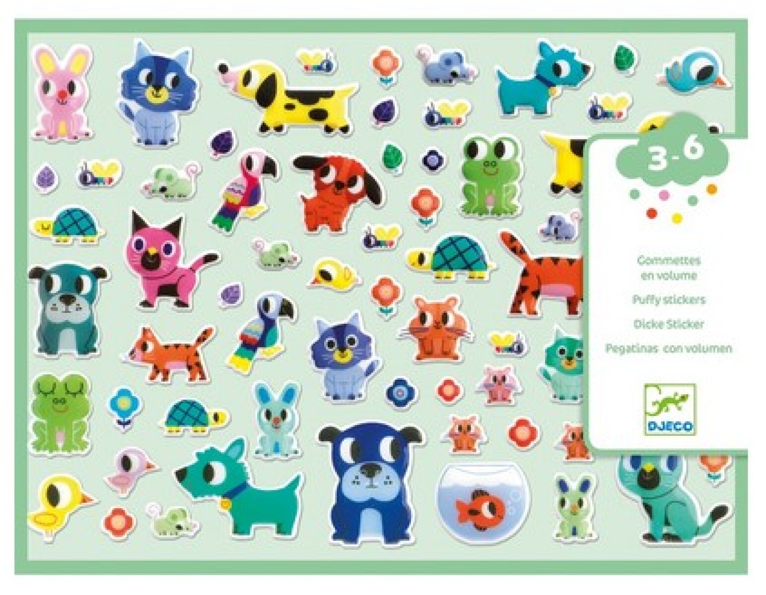 Set x3 láminas de stickers grandes - Animales 