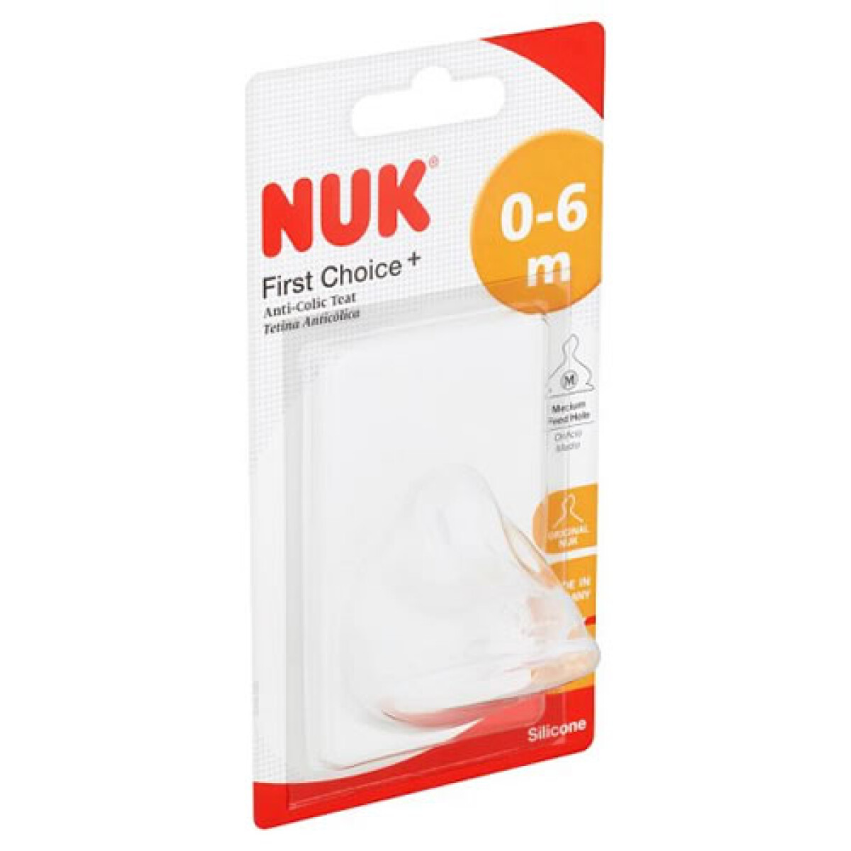 Tetina de Silicona NUK 0–6 Meses Orificio Medio – Flujo Natural para Biberón