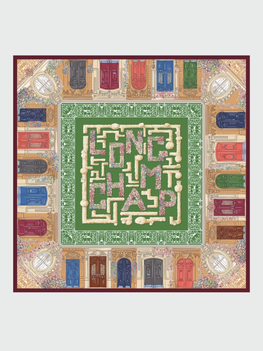 LONGCHAMP - PAÑUELO DE SEDA 70X70 CM, TOUR EQUESTRE 