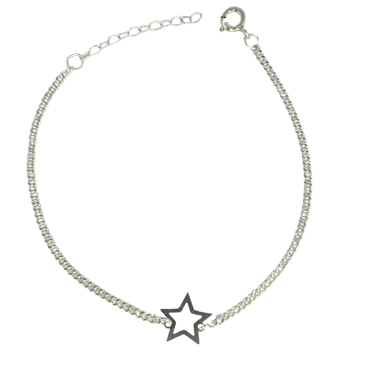 PULSERA DE PLATA CON ESTRELLA , LARGO 17+3 CM 