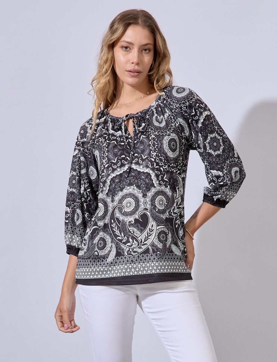 Blusa Printed - Negro/blanco 