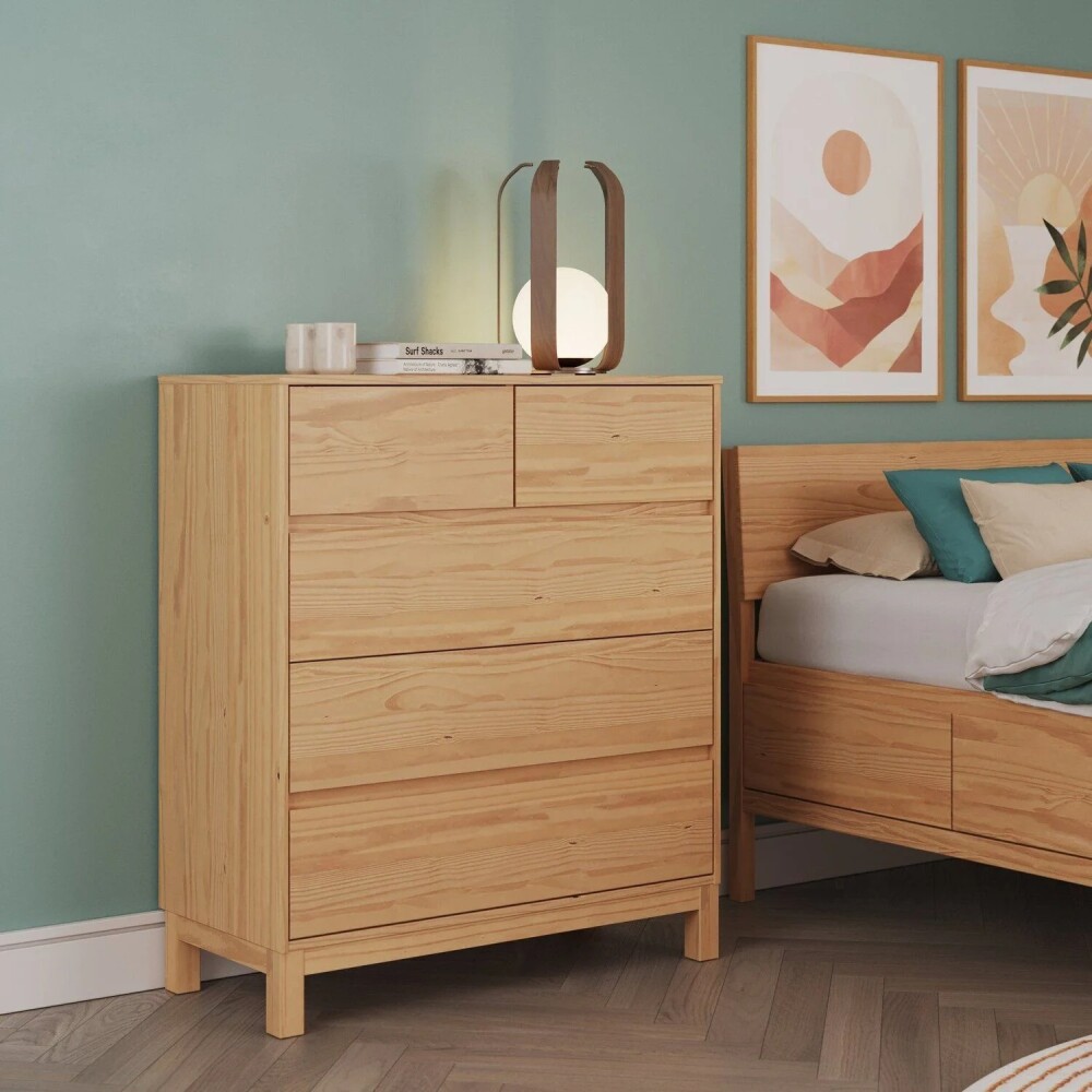 Cómoda 5 Cajones - Madera Maciza - Square Cómoda 5 Cajones - Madera Maciza - Square