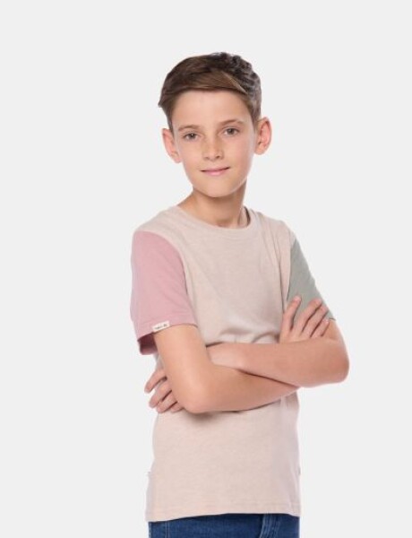 REMERA LISA COMBINADA Beige