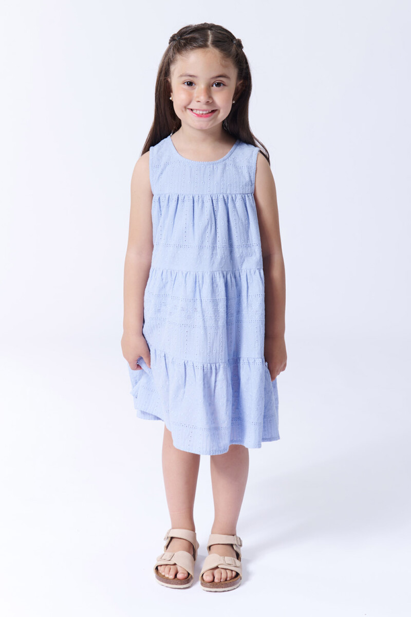 Vestido broderie - Celeste 