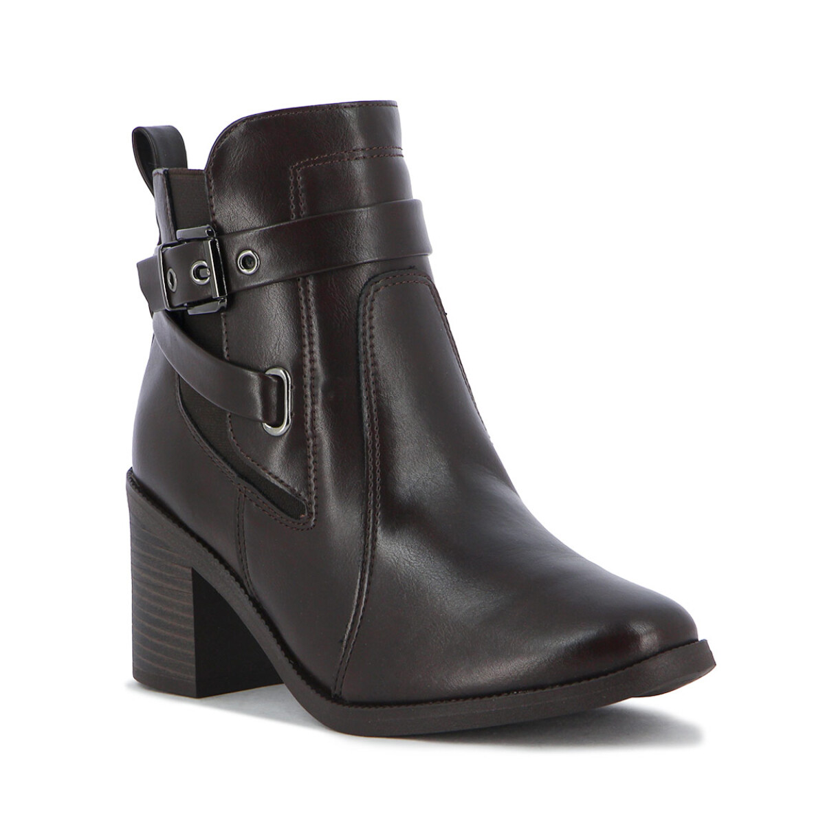 Botas Mujer Comfortflex Taco Medio Con Hebillas - Cafe 