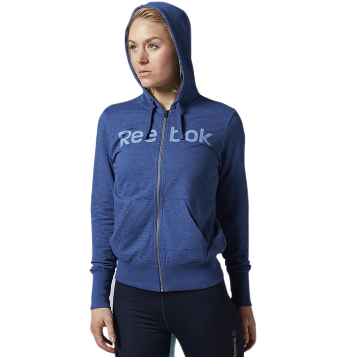 Campera Deportiva con Capucha Reebok Para Mujer El Logo FZ - Azul 