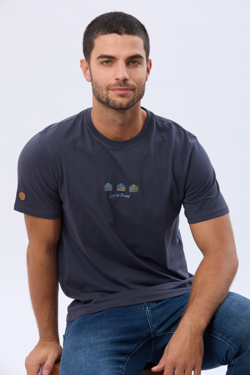 REMERA BORDADA - Azul 