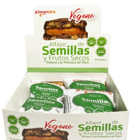 ALFAJOR ALMENDRA VEGANO SEMILLAS Y FRUTOS SECOS CAJA X 8 001