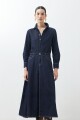 Vestido de jean camisero con falda evasé jean oscuro