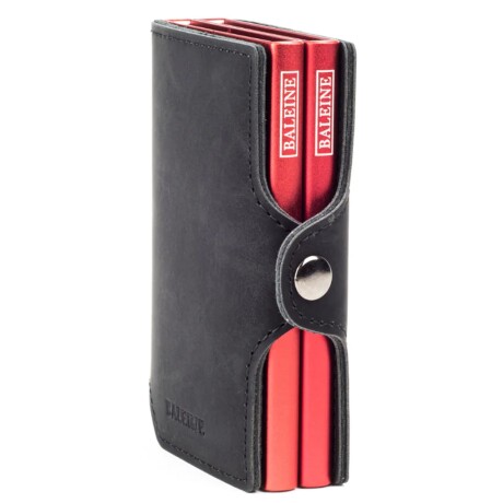 Billetera Baleine Double Kansas en Aluminio y Cuero con Protección RFID Dark Red