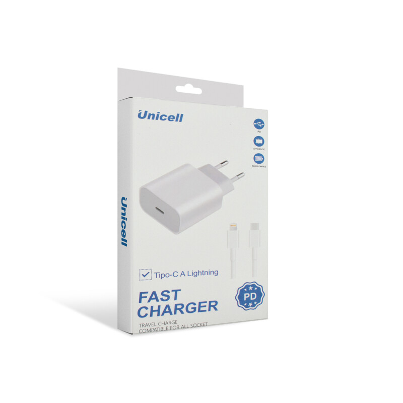 Cargador de pared Unicell con cable lightning Cargador De Pared Unicell Con Cable Lightning