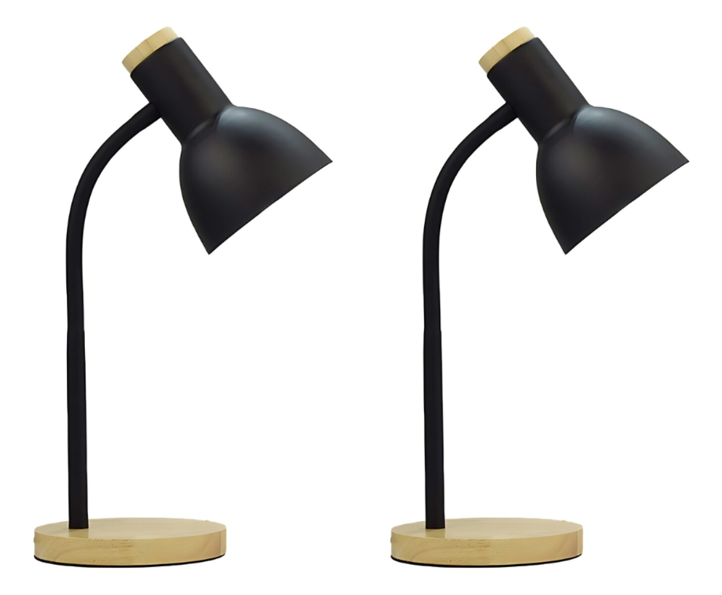 2 X Lampara De Escritorio Portatil Nordica Madera Vintage - Negro 