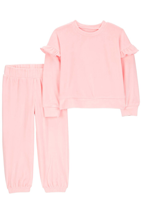 Set dos piezas de plush, pantalón y buzo, rosados Sin color