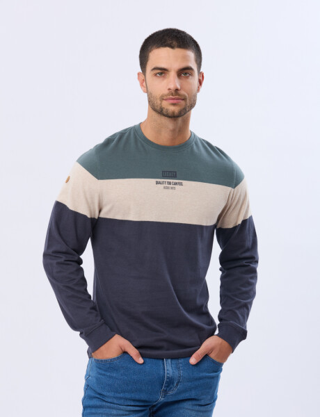 REMERA RAYADA DE ALGODÓN Azul