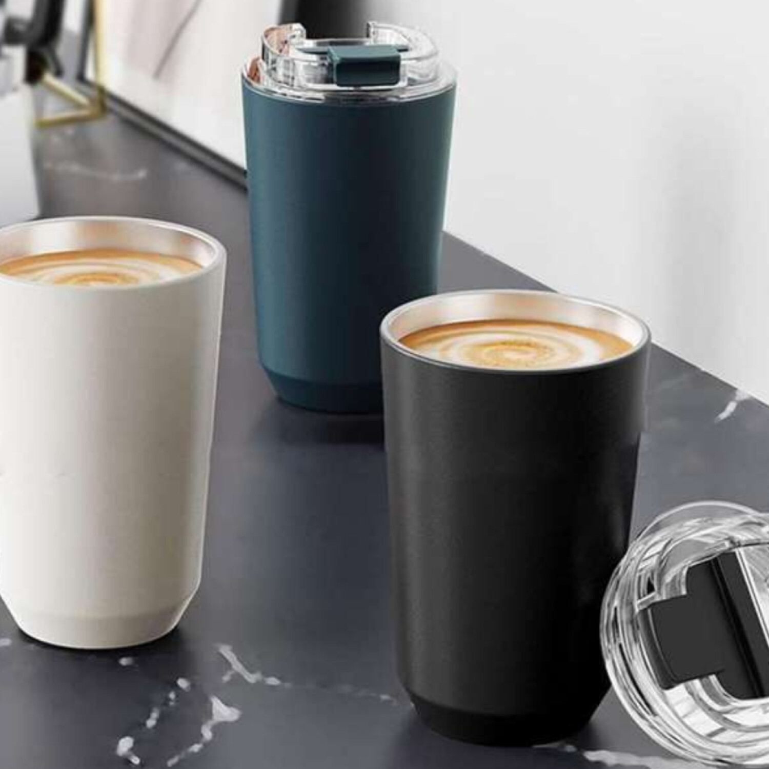 Vaso Térmico Mate con Tapa Hermética 450ml - Negro — Tienda Soy Santander