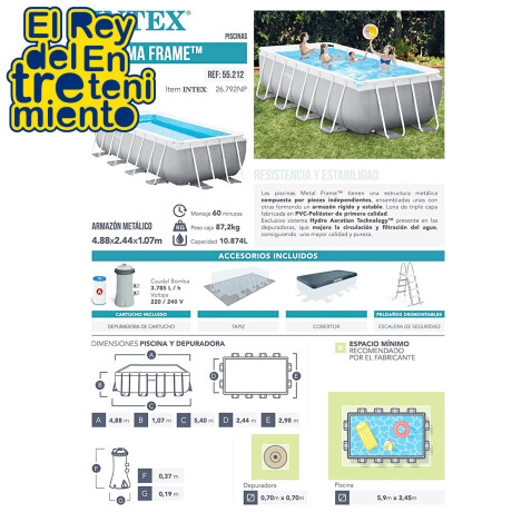 Piscina Intex Estructural 10874 L 488x244 + Bomba - OUTLET Piscina Intex Estructural 10874 L 488x244 + Bomba - OUTLET