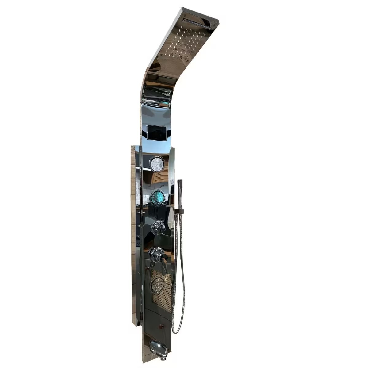 Panel De Ducha Monocomando Exterior Con Transferencia, Display, 5 Vías Cromado Brillante 