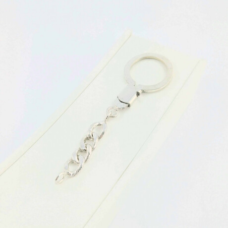 Sistema de llavero en Plata 925 con Cadena Grumette Chata Largo total 8.5 cm