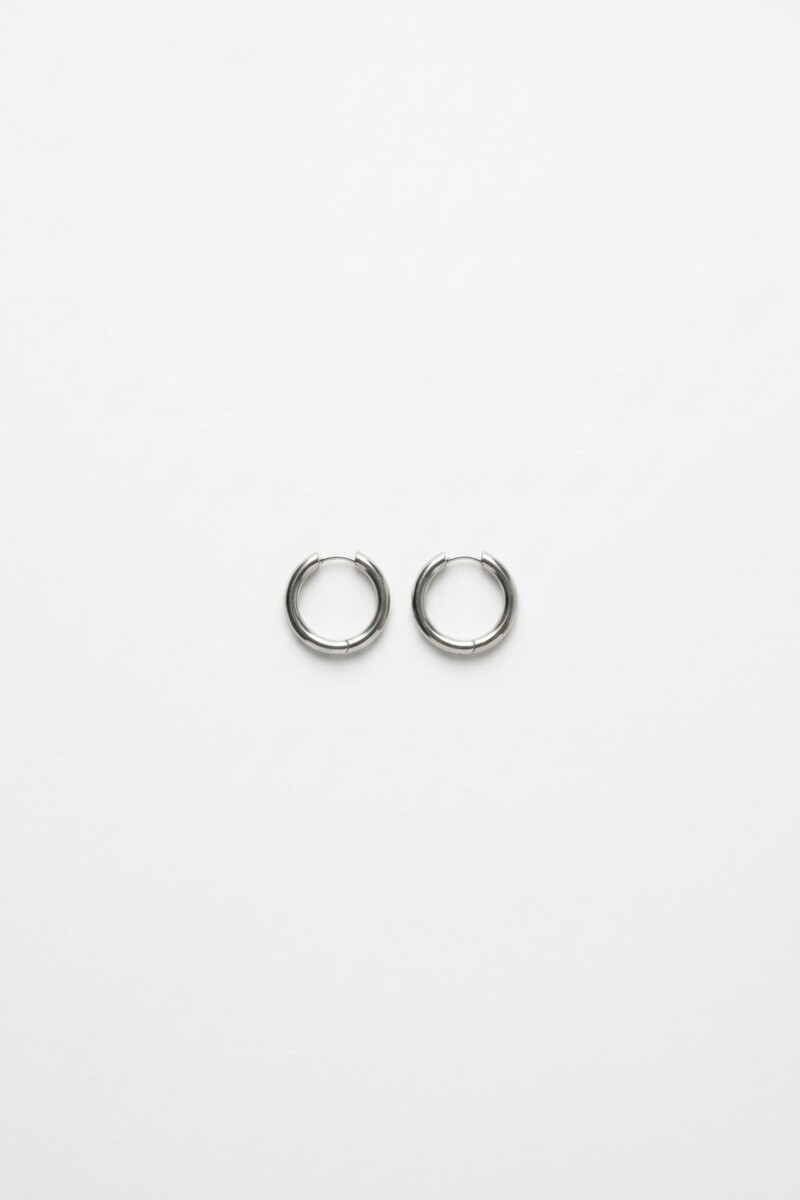 Aros acero grueso small plateado