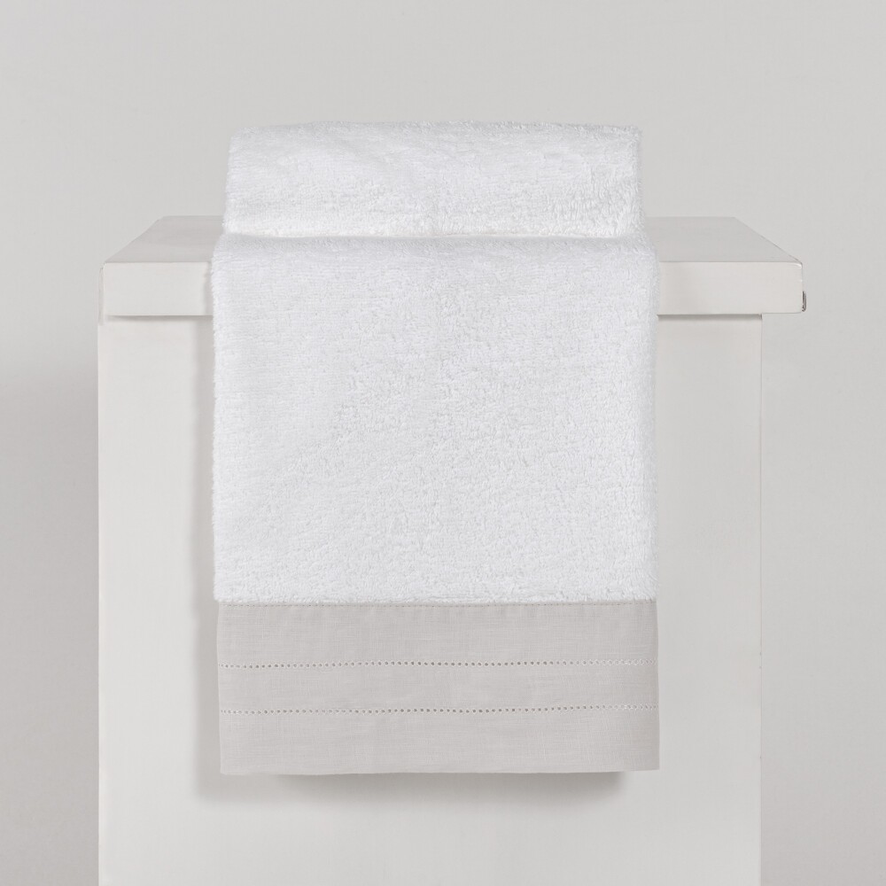 Toalla Finezza Lino Blanco con Beige Rostro