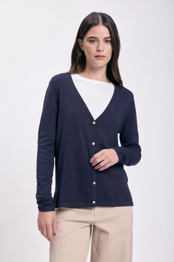 Cardigan basico punto Azul Marino