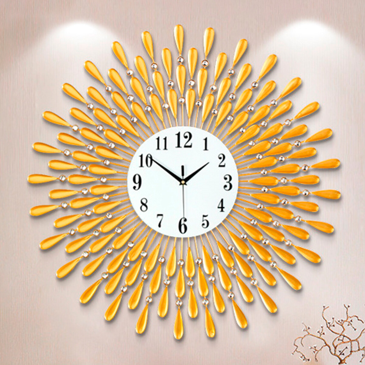 Reloj De Pared Pétalos Dorados 
