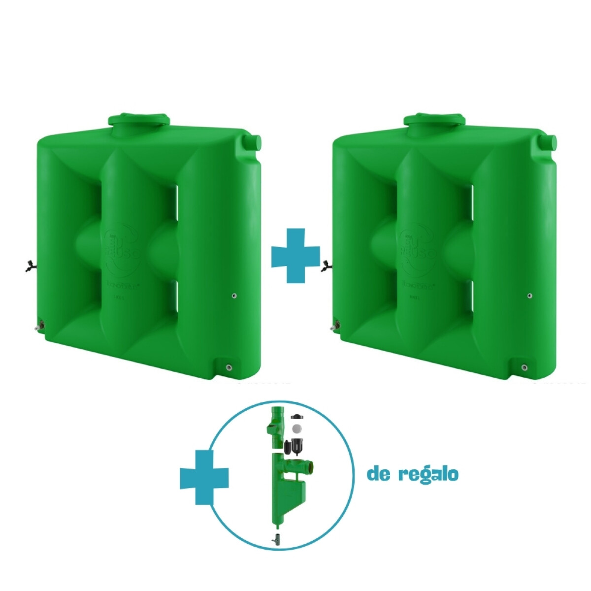 2 Colectores de Agua + Filtro de Regalo 1000 lts. - Verde 