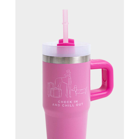 Vaso Térmico De Acero Inóxidable De 450 Ml Fucsia Medio