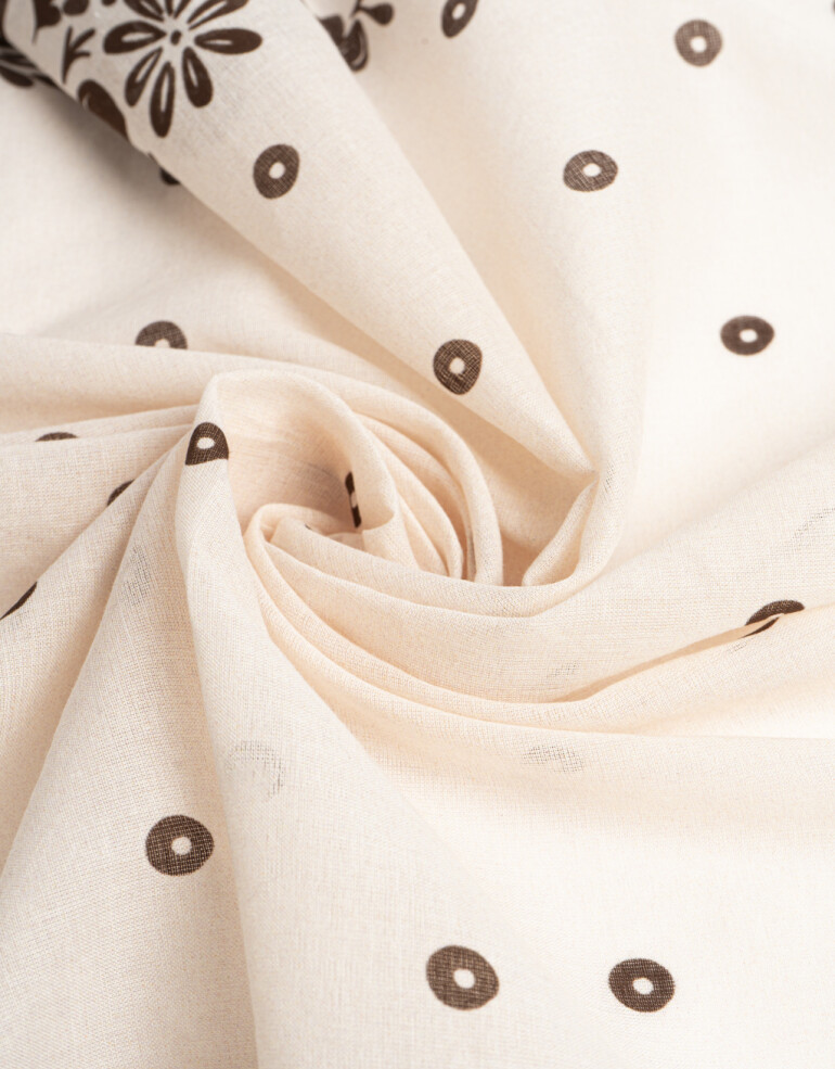 Pañuelos Raso Algodón Flores Pañuelo Raso Estampado Con Flores Y Flecos De Mostacillas - Combinacion Bicolor