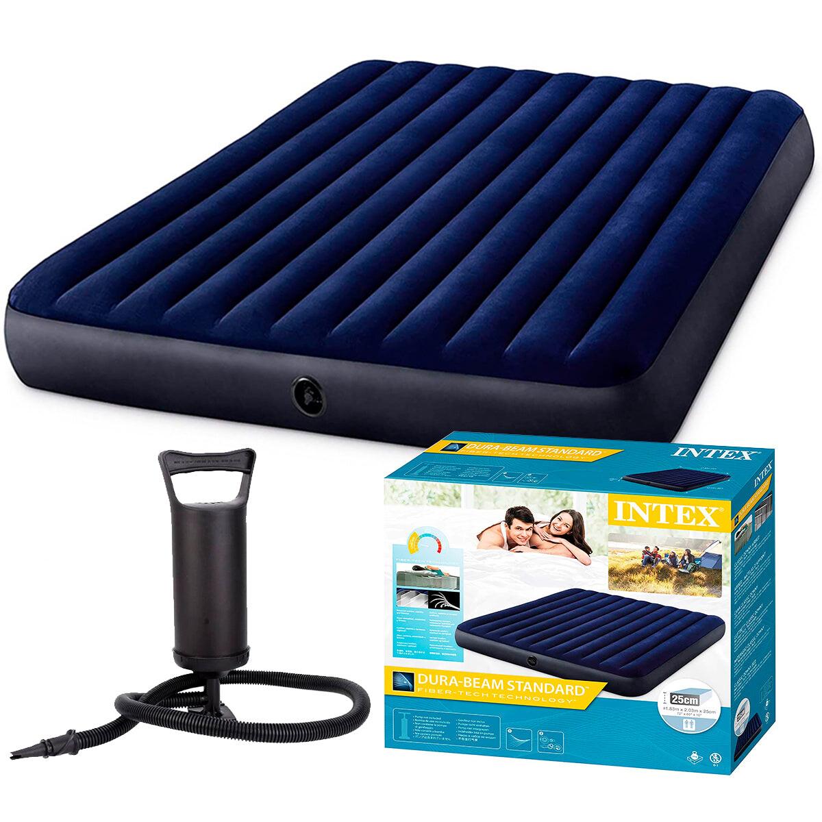 Colchón Inflable Intex 2p King Grande 183x203CM + Inf - Azul Marino 