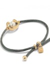 PULSERA DE HILO NEGROSO CON PERLA SHELL FORNITURA BAÑADA EN ORO 18K. Pulsera