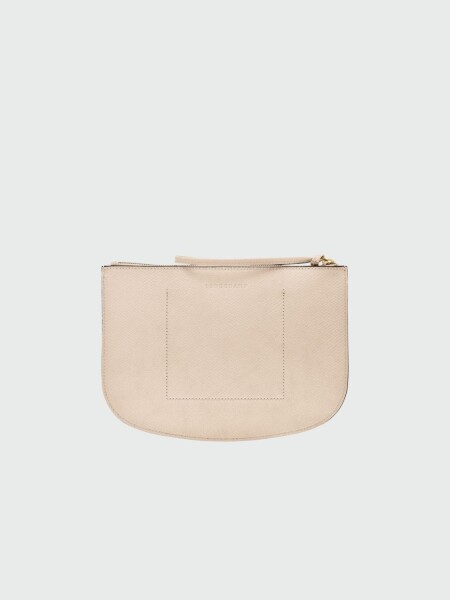 Longchamp- Clutch de cuero con muñequera, Épure Beige