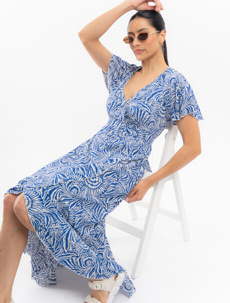 Vestido midi estampado azul