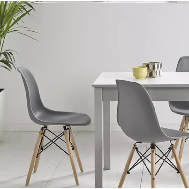 Silla Eames Gris | Diseño Nórdico | Patas de Madera | Comedor, Cocina y Oficina Silla Eames Gris | Diseño Nórdico | Patas de Madera | Comedor, Cocina y Oficina