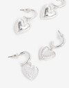 Aros Argollas Set Metal Set Argollas Dije Corazón - Plateado
