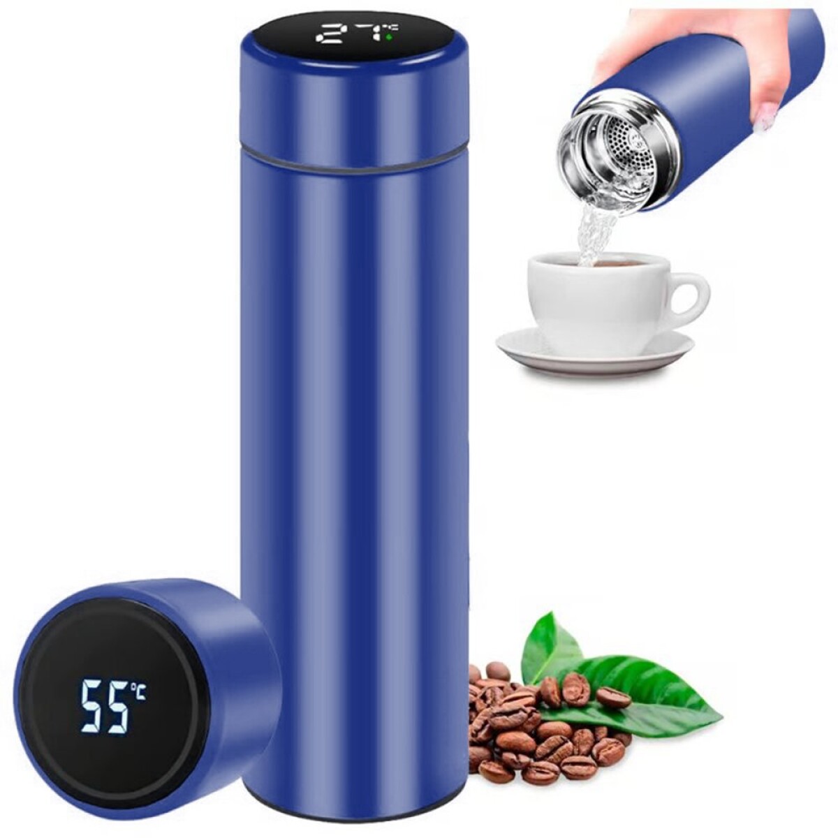 Botella Térmica Acero Inox Termo Táctil Sensor Temperatura - Color Variante Azul 