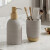 Set Baño Dispensador de Jabón y Porta Cepillo de Resina y Madera GRIS