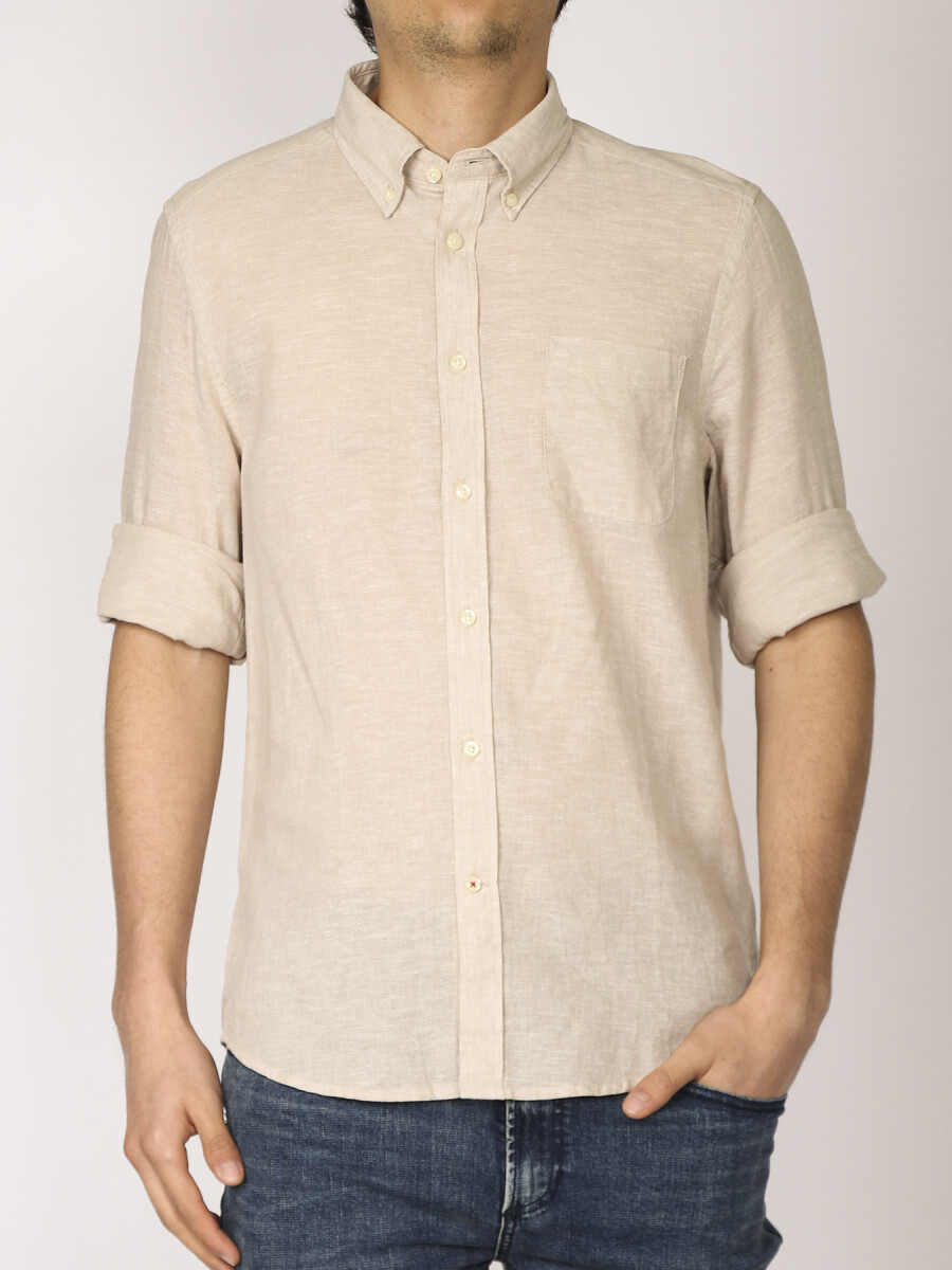 CAMISA DE LINO HARRINGTON LABEL - Beige 