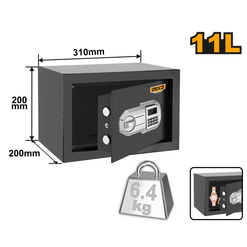 CAJA FUERTE DIGITAL 11LT ESF2002 INGCO NEGRO CAJA FUERTE DIGITAL 11LT ESF2002 INGCO NEGRO