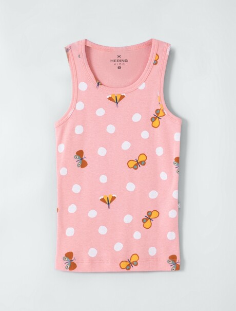 MUSCULOSA DE NIÑA ESTAMPADA ROSA