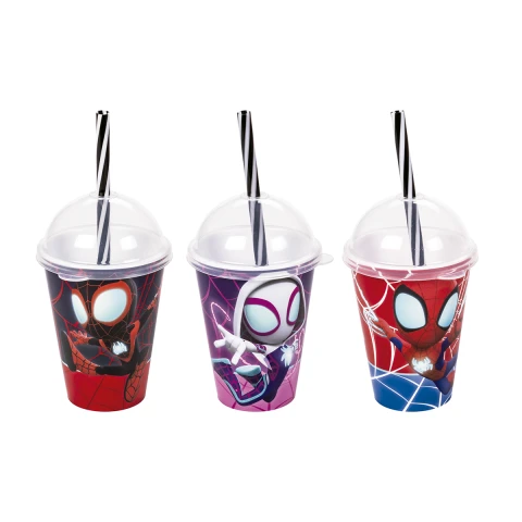 Vaso Plástico Milk Shake Spidey Diseños Surtidos 280 ml U