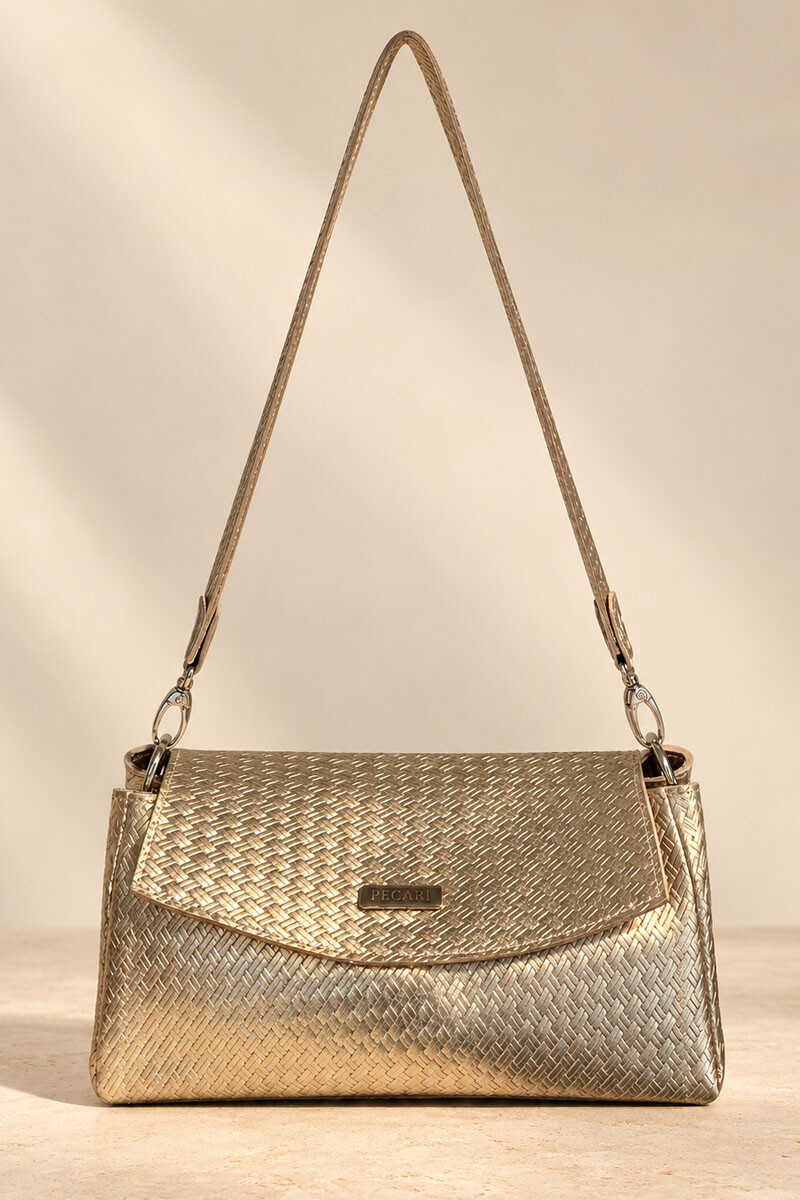 Cartera Bea - Champagne esterillado 
