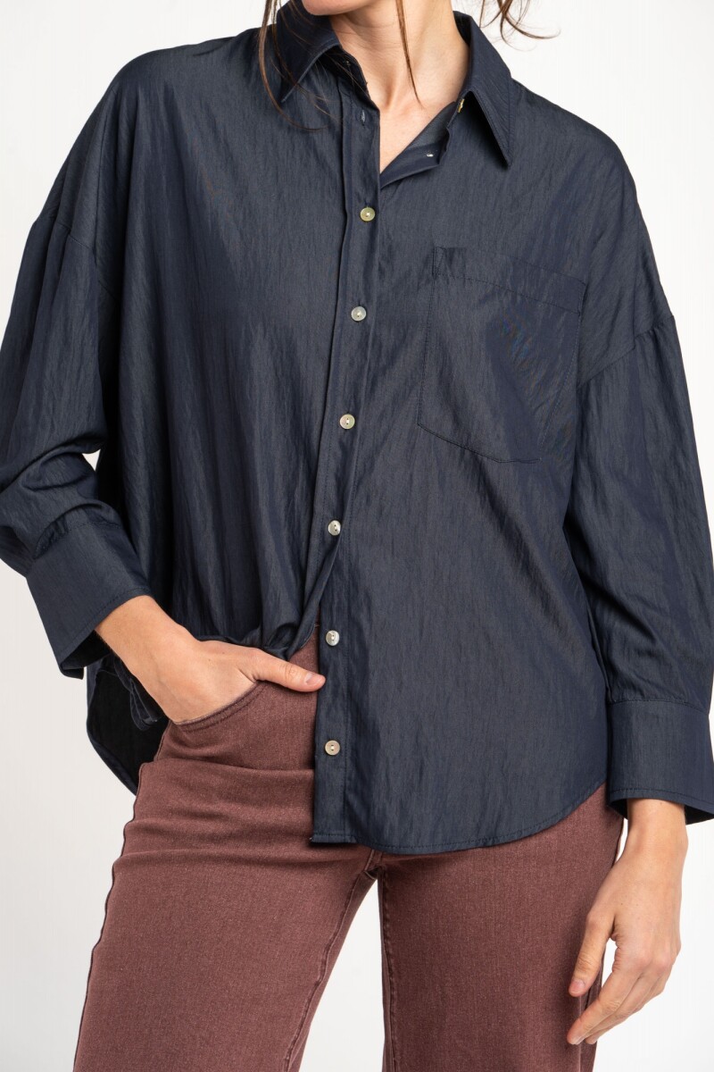 Camisa Con Bolsillo Delantero - Denim 