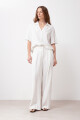 Blusa de lino rayada blanco